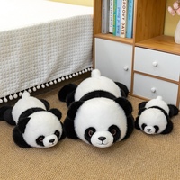 Peluche Panda Allongé Doux et Moelleux, Jouet en Peluche Animal Panda Noir et Blanc Mignon, Coussin en Peluche Panda, Cadeau d'Anniversaire pour Enfants