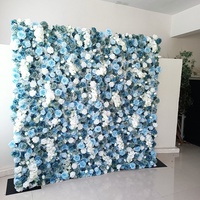 Fournitures de mariage au toucher réel de haute qualité décoration de panneau mural floral toile de fond murale fleur de rose bleue