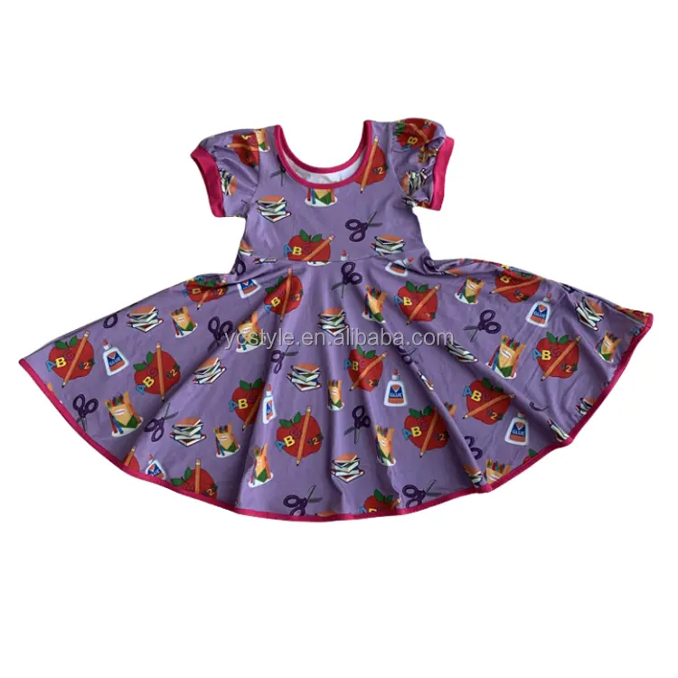 Desain baru pakaian bayi perempuan gaun musim panas katun anak-anak pakaian butik gaun bayi perempuan twirl