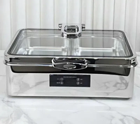 Plat de service électrique numérique 9L en acier inoxydable à température contrôlée pour buffet, traiteur et hôtellerie - Ensemble chauffe-plats