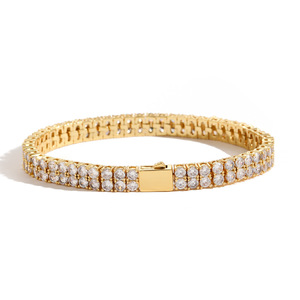 6Mm <b>Copper</b> Micro-inlaid Zircon Double-row <b>Bracelet</b>, Hip-hop <b>Bracelet</b>, Tennis Chain. Tanjing Fashion Lijing Necklace - Product Image 5