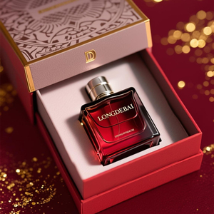 Wholesale Mens Square Perfume Spray <b>Bottle</b> Clear Pump Crimp Empty Flat Red 30ml 50ml 100ml Glass Perfume <b>Bottle</b> with Gift Box - Product Image 1