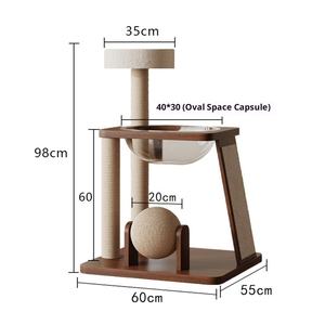 Schwarzes modernes umwelt freundliches Holzkatzen-Kletter gestell 4-stufige große Fangs äule Fett Katzen nest Kleine Wohnung Raumkapsel - Product Image 6
