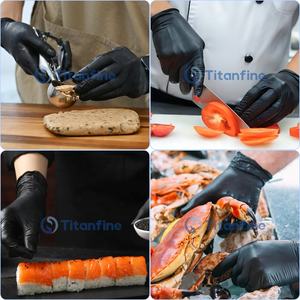 Titanfine 100個ボックス黒ニトリル試験手袋純粋検査食品グレード粉末フリーニトリル手袋 - Product Image 4