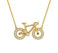 Collier pendentif vélo plaqué or 18 carats résistant au ternissement et durable, bijoux de style sportif pour couples, bijoux de mode