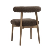 Chaise de salle à manger en tissu bouclé marron avec coussin épais et pieds en fer, design moderne et élégant pour la salle à manger et la maison