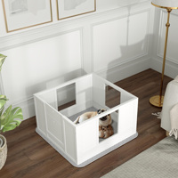 Boîte de mise bas en bois pour petits chiens 33,1 po x 31,5 po x 18,9 po avec tapis de mise bas imperméable, entrée réglable et patins antidérapants sécurisés