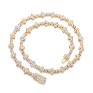 Collana Hip Hop con Ciondolo a Croce e Stella, Catena Cubana in Ottone con Zirconi, 10mm di Larghezza, per Uomo e Donna, Vendita all'Ingrosso - Product Image 4