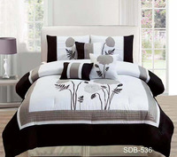 6 pièces 8 pièces de Rayure de luxe microfibre Ensemble de Couette ensemble drap contour lit dans un sac