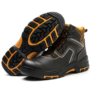 Chaussures de travail en cuir véritable à coupe mi-haute, style 2024, antidérapantes, anti-perforation, bottes de sécurité - Product Image 5