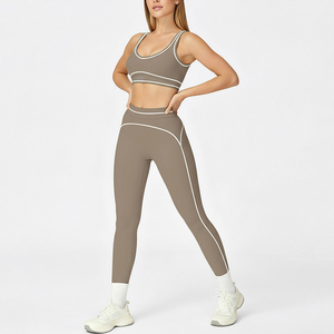 2026 Summer Women's Solid Gym Suit High Waisted <b>Seamless</b> <b>Leggings</b> Short Yoga Tops Casual Sports Bra Bow Skinny Fit Stretchy - Product Image 4