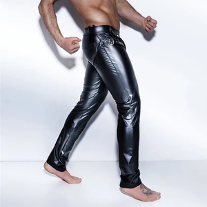 Pantalon pour hommes à entrejambe ouvert en cuir PU et <span class=keywords><strong>latex</strong></span>, Leggings de fitness coupe crayon, Taniec Na Rurze, Leggings Wetlook sexy pour clubwear gay - Product Image 3