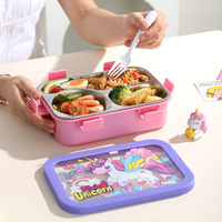 Récipient à bento en acier inoxydable écologique de 700ml Boîte à lunch étanche à 3 compartiments avec plateau amovible pour le stockage des aliments pour enfants