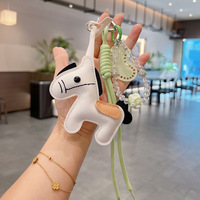 Porte-clés en cuir PU Kawaii en forme de cheval, joli breloque pour sac, décoration pour sac à main et sac à dos, cadeau pour femmes et filles