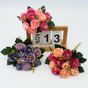 Bouquet de bourgeons de thé artificiels, 10 têtes, pour décoration de mariage, bouquets de mariée, ornements de table à domicile - Product Image 1