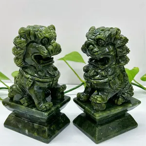 High quality hand carved Crystal Crafts new product lion Natural Stone xiuyu Kylins sculpture For ornament for Gift