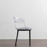 Vente en gros de chaises modernes en polycarbonate ambré transparent avec pieds en plastique pour salle à manger cuisine café