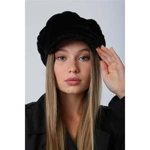 Black Thick Faux Fur Winter <b>Hat</b> Warm <b>Fluffy</b> Texture Accessory SPK1128 - Black - Product Image 6