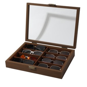 Étui de luxe en bois pour 6 à 8 paires de <span class=keywords><strong>lunettes</strong></span>, boîte de rangement pour <span class=keywords><strong>lunettes</strong></span> de soleil avec couvercle transparent - Product Image 3