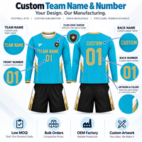 Tenue de football personnalisée haut de gamme : Maillot à manches longues et short, kit de football professionnel, sublimation, vêtements d'équipe, nom et numéro d'équipe, vente en gros OEM