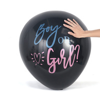 Vente en gros de ballons en latex de 36 pouces pour révélation du sexe, ballons noirs garçon ou fille, livrés avec des confettis bleus et roses pour bébé