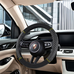 Funda de Volante de Cuero para <span class=keywords><strong>Interior</strong></span> de Automóvil Clásico, Cómoda, Negra, Nueva, Estilo Chino, Fundas para Volantes - Product Image 4