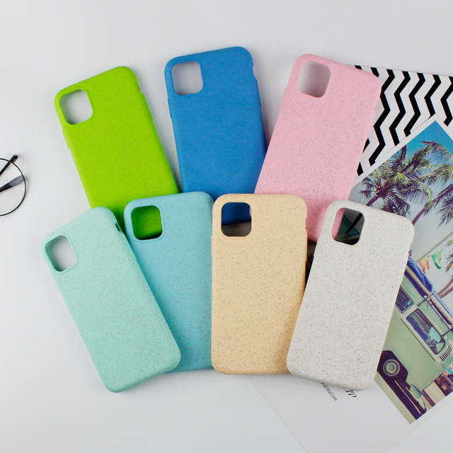 Stock Customized Carve UV Print Wheat Straw Shockproof Embossing Mobile Phone Cases for 13/14 Pro Max Biodegradable Case
