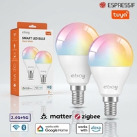 Ampoules LED intelligentes E12 E26 G45 RGBCW 5W 450LM ETL Tuya Wifi pour Alexa Google App Control, ampoules LED intelligentes à intensité variable pour la maison
