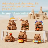 Jouet éducatif en plastique ABS sur le thème de la capybara, blocs de construction, ornement, 40 pièces, cadeau pour garçons de 5 à 7 ans, vente en gros