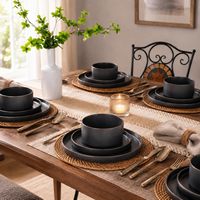 Service de table en céramique durable EKA, assiettes et bols à glaçure réactive, motifs variés, passe au lave-vaisselle, vaisselle en grès, service de table Luminarc