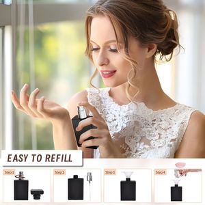 Clásico en Oferta, Frasco de Perfume de Vidrio Rectangular Negro Mate de 30ml 50ml 100ml, Recargable con Pulverizador, Serigrafía - Product Image 4