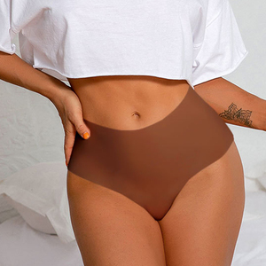 Vente en gros de <span class=keywords><strong>sous</strong></span>-vêtements en soie confortables pour femmes, culotte sans couture en spandex, méthode de tissage en tricot à motif uni - Product Image 3