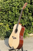 Gitar Akustik Aiersi Berkualitas Tinggi Dreadnought dengan Top Solid Sitka Spruce, Back dan Side dari Kayu Rosewood India, Senar Baja