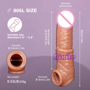 Manchon réaliste en silicone pour pénis, extenseur <span class=keywords><strong>de</strong></span> pénis, gaine pour pénis, jouet pour adultes, manchon d'extension pour hommes, jouets sexuels pour hommes et couples - Product Image 6