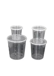 測定付きおよび測定なしの蓋付きプラスチックミキシングカップ