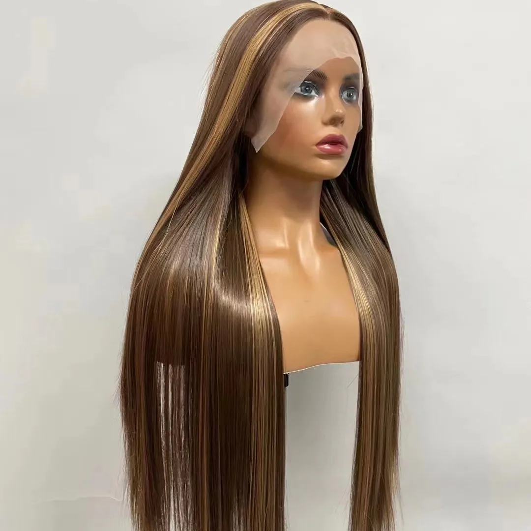 HRSJ Wholesale Drop Shipping 26 Inch Synthetic Hair Wigs Synthetic Glueless 13x4 Lace Front Wigs