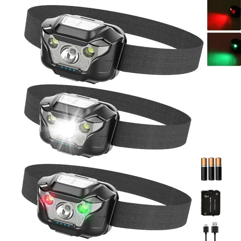 red green light new design camping hunting high power led head torch light waterproof head lamp headlamp rechargeable