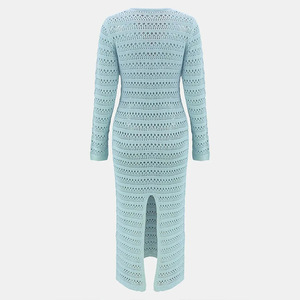 NUEVO EN STOCK Vestido de Crochet <span class=keywords><strong>para</strong></span> Mujer con <span class=keywords><strong>Detalles</strong></span> de Aberturas, Manga Larga, Vestido de Playa Calado, Traje de Baño, Tallas S-L - Product Image 4