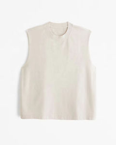 Débardeur en coton côtelé ample pour homme, t-shirt sans manches d'été avec logo imprimé personnalisé, gilet de sport pour la gym - Product Image 6