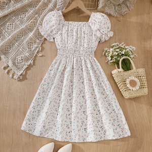 Girls Summer Puff Sleeve Printed Casual <strong>Dress</strong> Tween <strong>Teenager</strong> Big Girl - Product Image 2