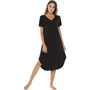 Chemises de nuit en Tencel Modal personnalisées pour femmes, col en V, manches courtes, en viscose de bambou, douces et décontractées - Product Image 1