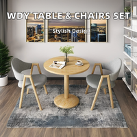 Ensemble table ronde moderne en bois et 2 chaises pour maison ou hôtel pour salle à manger ou salle de conférence