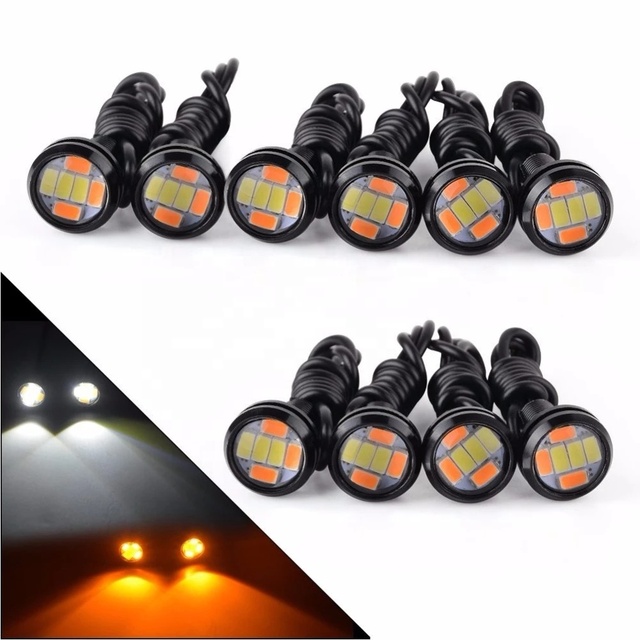 Hawkeye Driving Lights White+Amber DC 12V Car Led Daytime Running Lamp 5630 6SMD Auto Dual Color Eagle Eye Turn Signal Light DRL