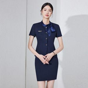 Women's Short Sleeve <b>Work</b> Uniform Set Hotel Professional Attire Polyester Cotton Blend Spring 2025 - Product Image 4