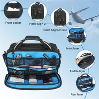 Sac de pilote multi-compartiments imperméable, mallette d'aviation, sac de voyage pour pilotes avec bandoulière pour le personnel de bord