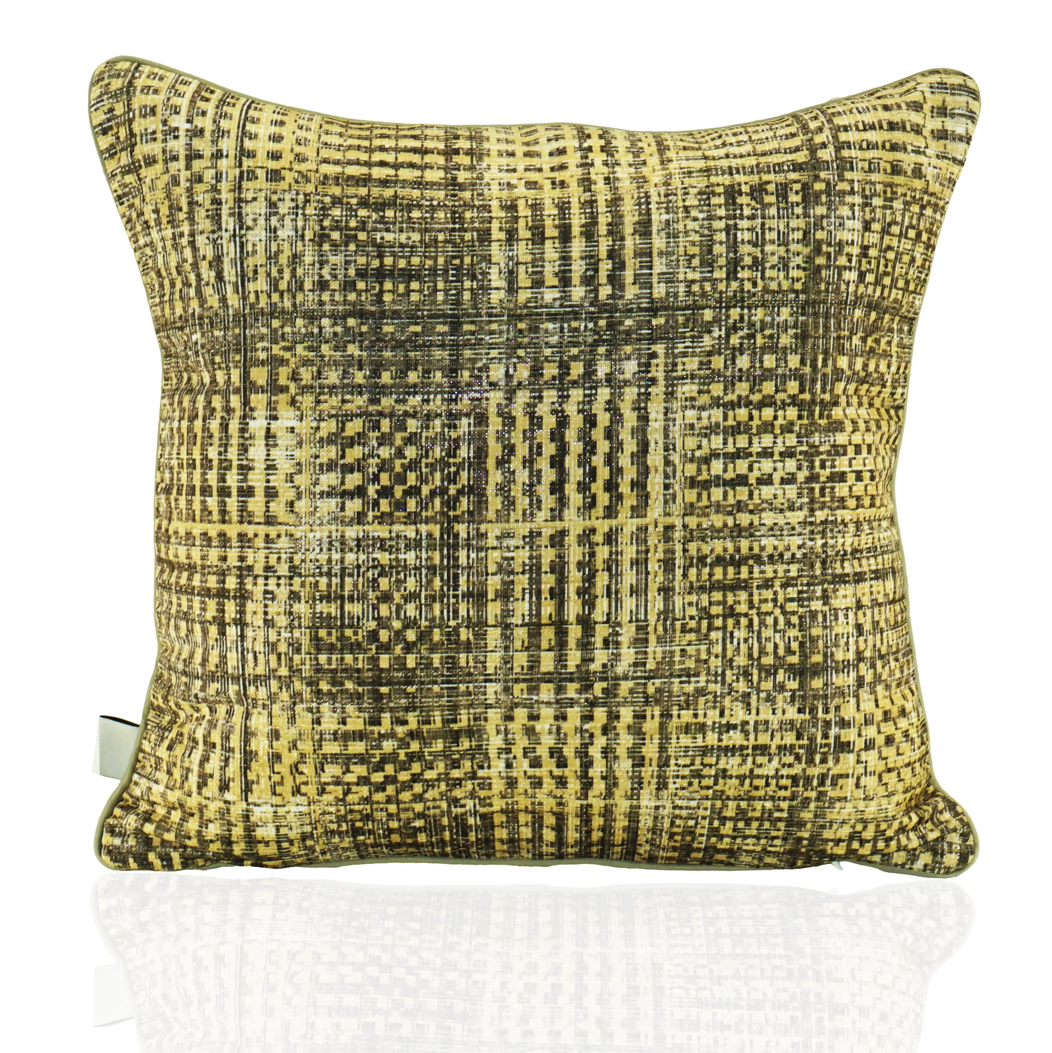 Chenille gold stripe print stitching linen fabric throw pillow for home comfort beautiful decorative cushion