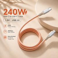 Câble USB C vers USB C à charge rapide PD 240W, 1,2 m, tressé en nylon, 5A, USB 2.0, cordon de données, OEM ODM, petites commandes acceptées