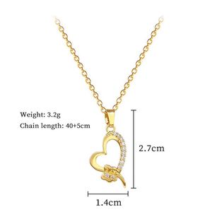 Collar de Acero Inoxidable con Micro Pavé de Circonitas, Colgante de Corazón Indio de Moda, Chapado en Oro, para Mujer - Product Image 2