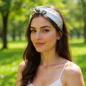 Fascia per capelli in raso con nodo a margherita da 3 cm per donna, accessorio per capelli alla moda - Product Image 3