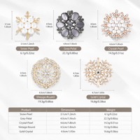 Broches florales vintage de luxe unisexe, perles, strass, cristal, flocon de neige, cadeau de mariage, élégant, chic, alliage de zinc plaqué or